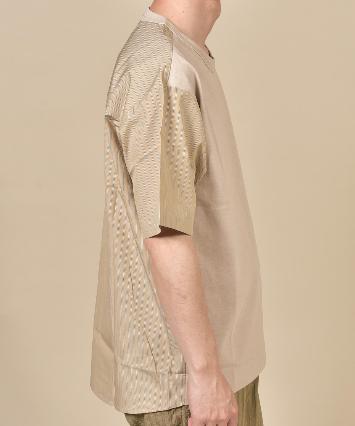 SHIPS: コットン天竺/タイプライター シャツ ドッキング Tシャツ