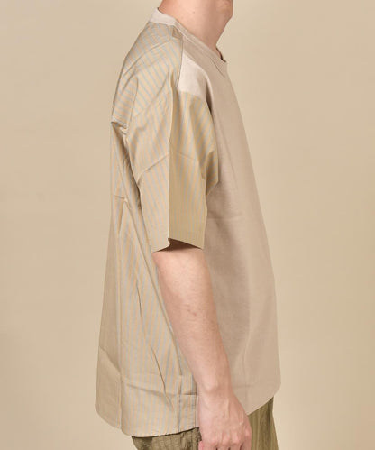 SHIPS: コットン天竺/タイプライター シャツ ドッキング Tシャツ