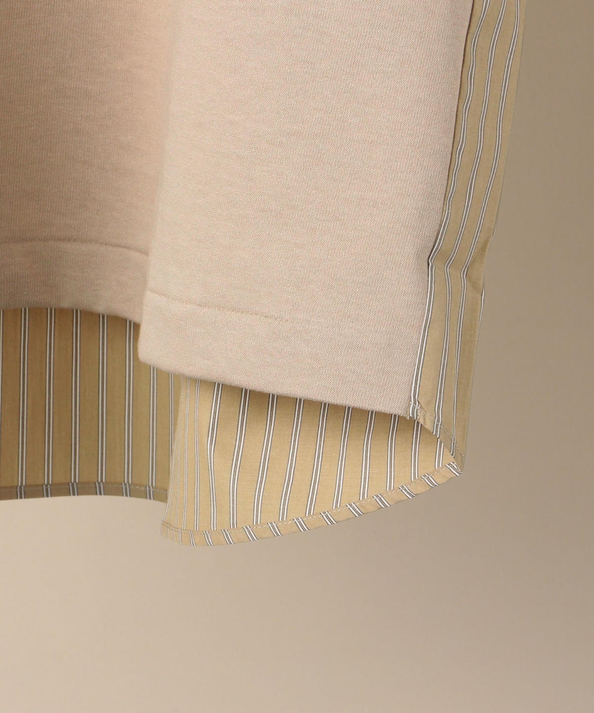 SHIPS: コットン天竺/タイプライター シャツ ドッキング Tシャツ