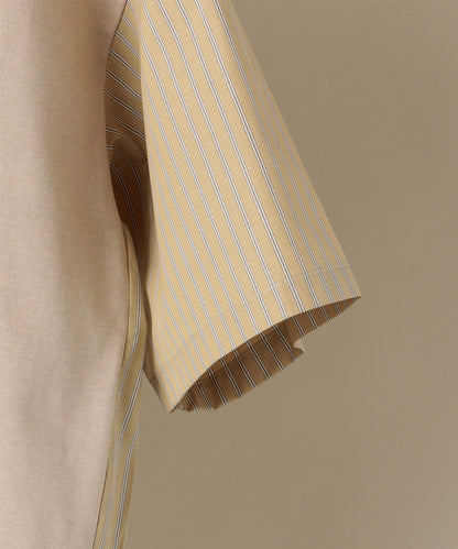 SHIPS: コットン天竺/タイプライター シャツ ドッキング Tシャツ