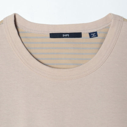 SHIPS: コットン天竺/タイプライター シャツ ドッキング Tシャツ