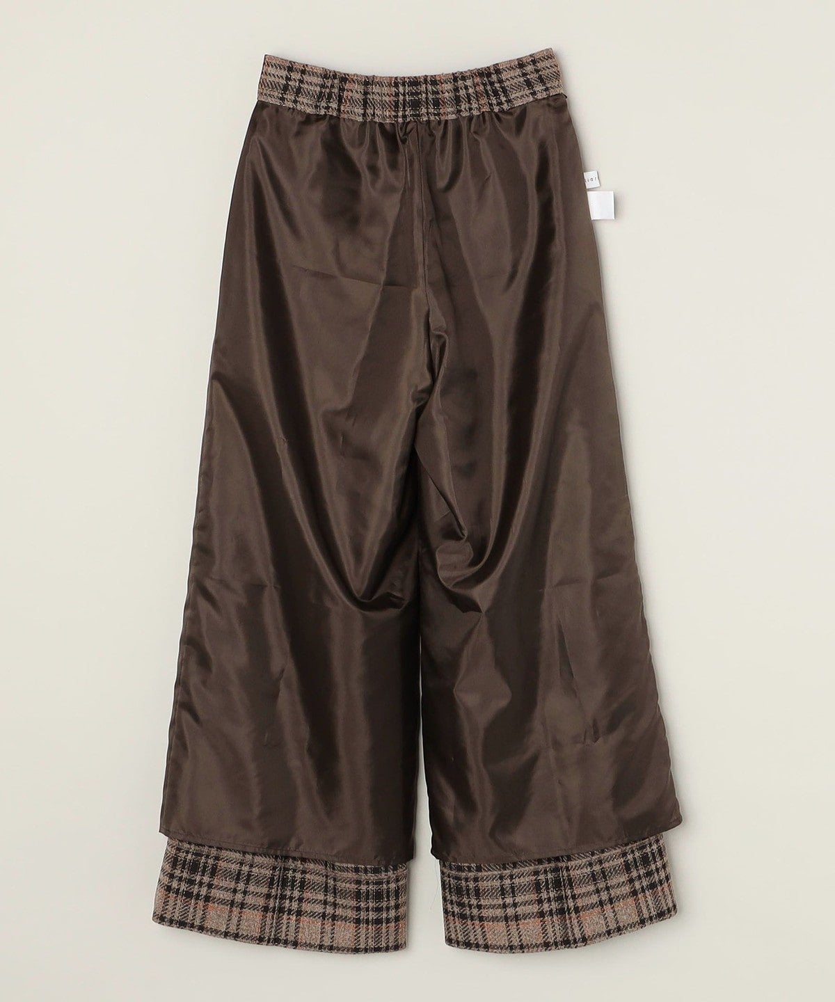 quaranciel:〈手洗い可能〉チェック ソリッド パイピング ワイド パンツ