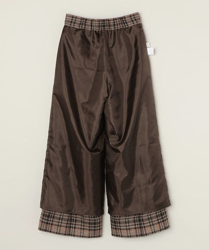 quaranciel:〈手洗い可能〉チェック ソリッド パイピング ワイド パンツ