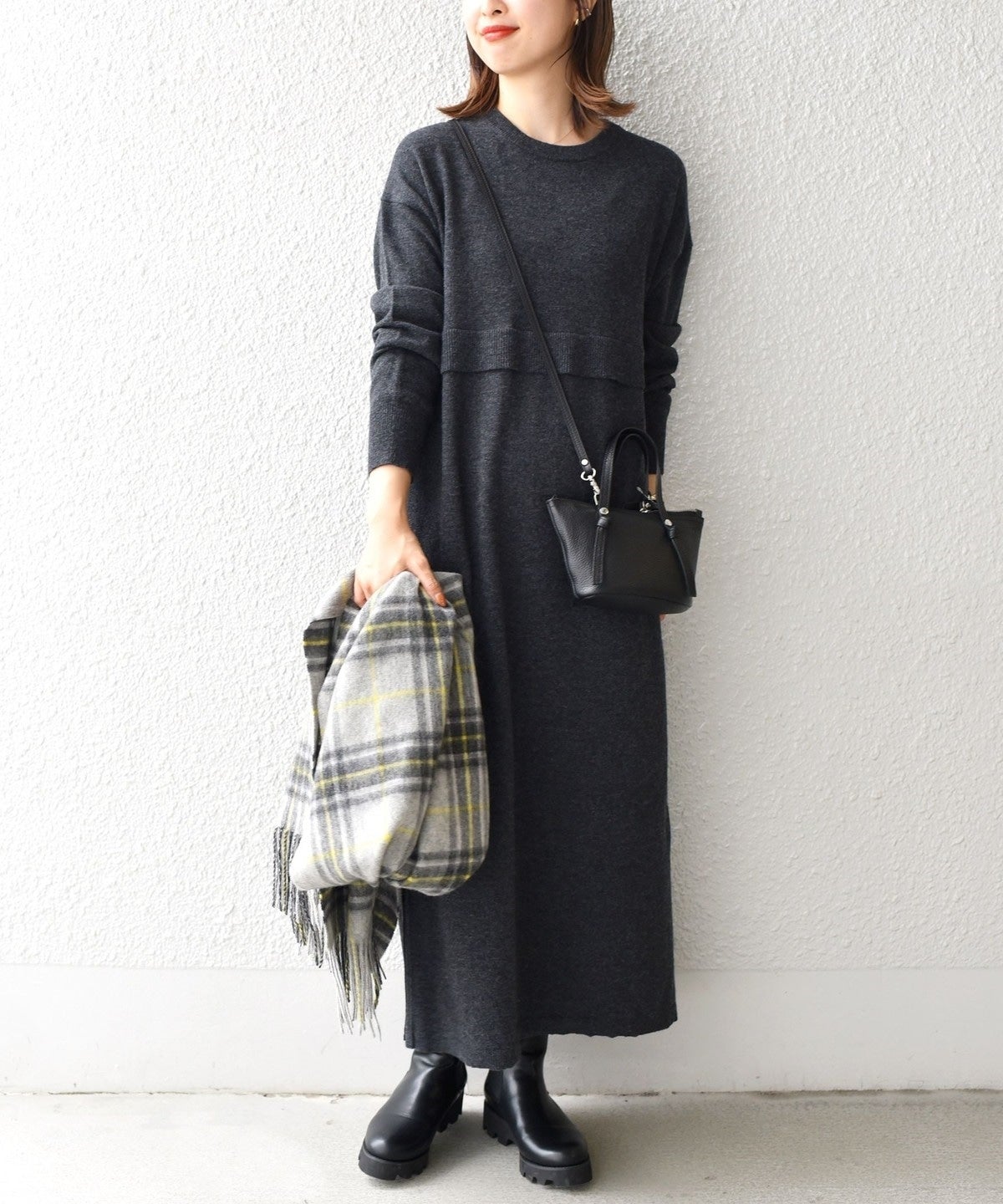 〈手洗い可能〉ケアフリーニットワンピース