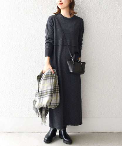 〈手洗い可能〉ケアフリーニットワンピース