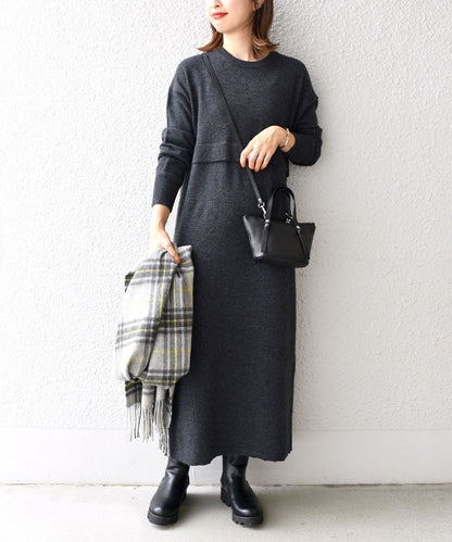 〈手洗い可能〉ケアフリーニットワンピース