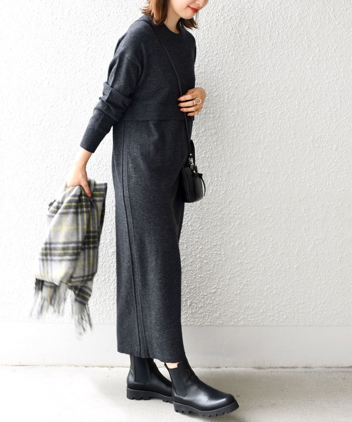 〈手洗い可能〉ケアフリーニットワンピース