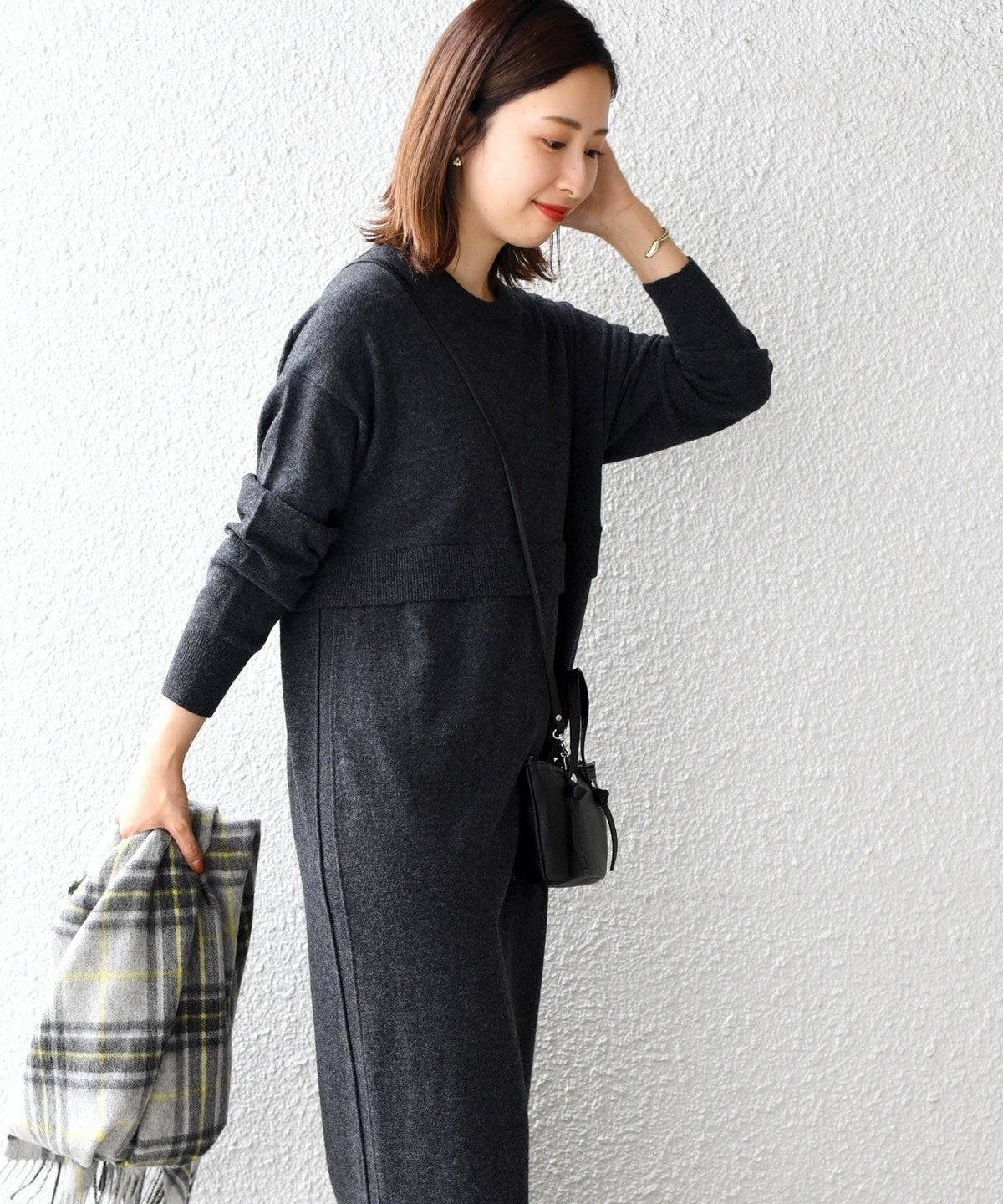 〈手洗い可能〉ケアフリーニットワンピース