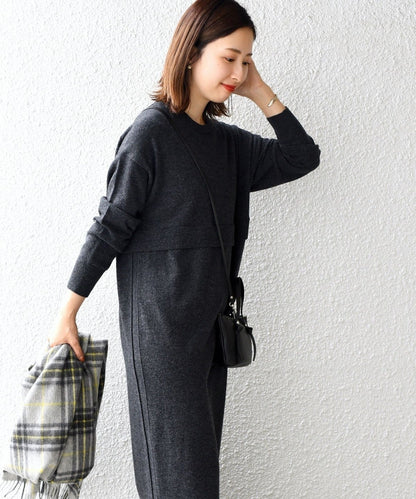 〈手洗い可能〉ケアフリーニットワンピース