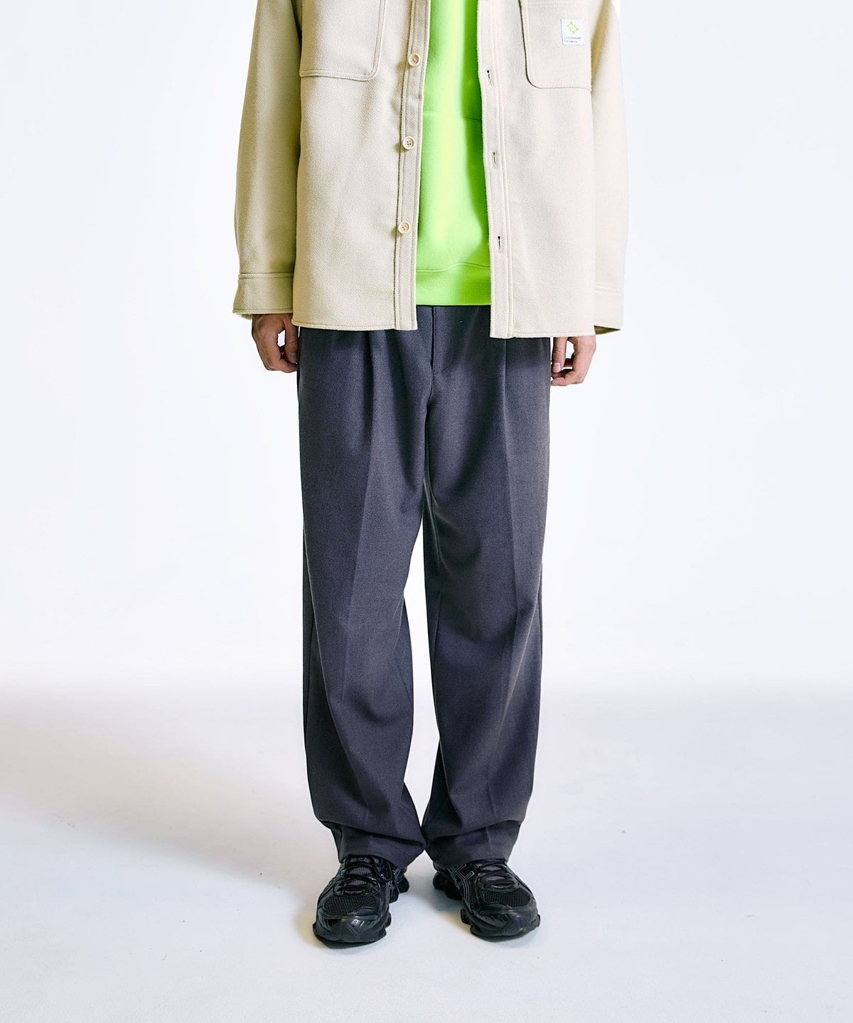 City Ambient Products: T/Rフラノ 2プリーツ ワイドテーパード スラックス