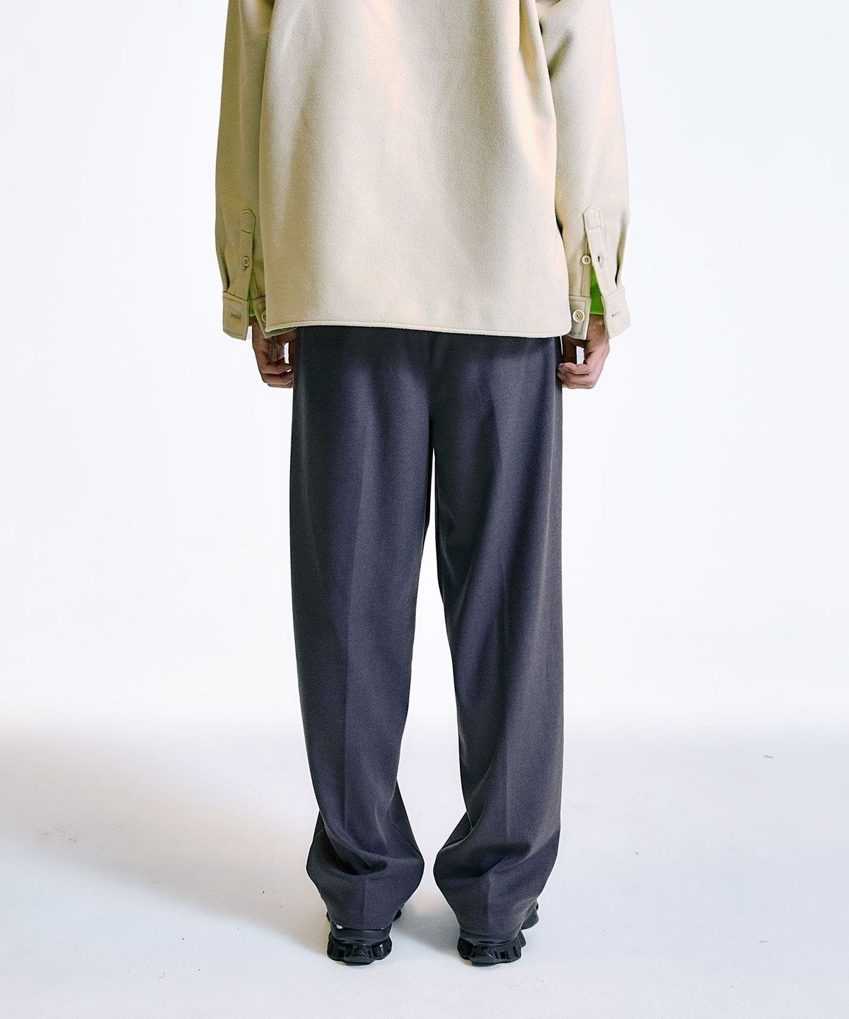 City Ambient Products: T/Rフラノ 2プリーツ ワイドテーパード スラックス