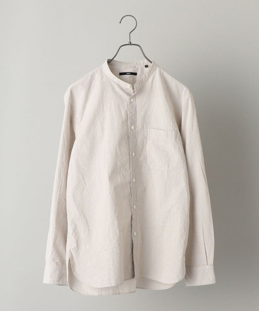 SHIPS: japan quality ポプリン ワッシャー加工 バンドカラーシャツ