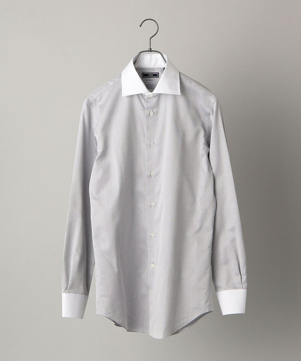 SHIPS: イージーアイロン ドビー 無地 ワイドカラー クレリック シャツ