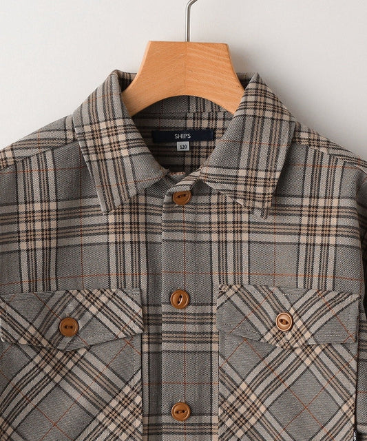SHIPS KIDS:100〜130cm / グレンチェック セット シャツ
