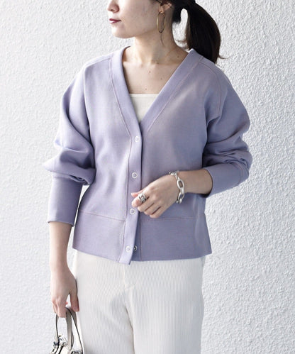 〈手洗い可能〉ダンボールリブ スナップボタンカーディガン