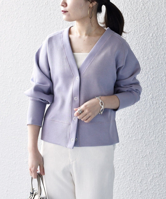 〈手洗い可能〉ダンボールリブ スナップボタンカーディガン