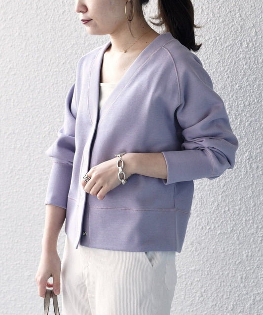 〈手洗い可能〉ダンボールリブ スナップボタンカーディガン