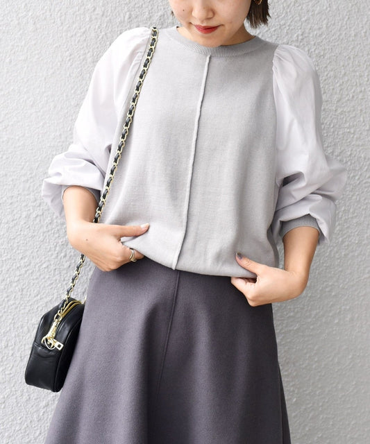 〈手洗い可能〉布帛コンビニットプルオーバー