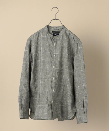 SHIPS: SAFILIN リネン バンドカラー シャツ