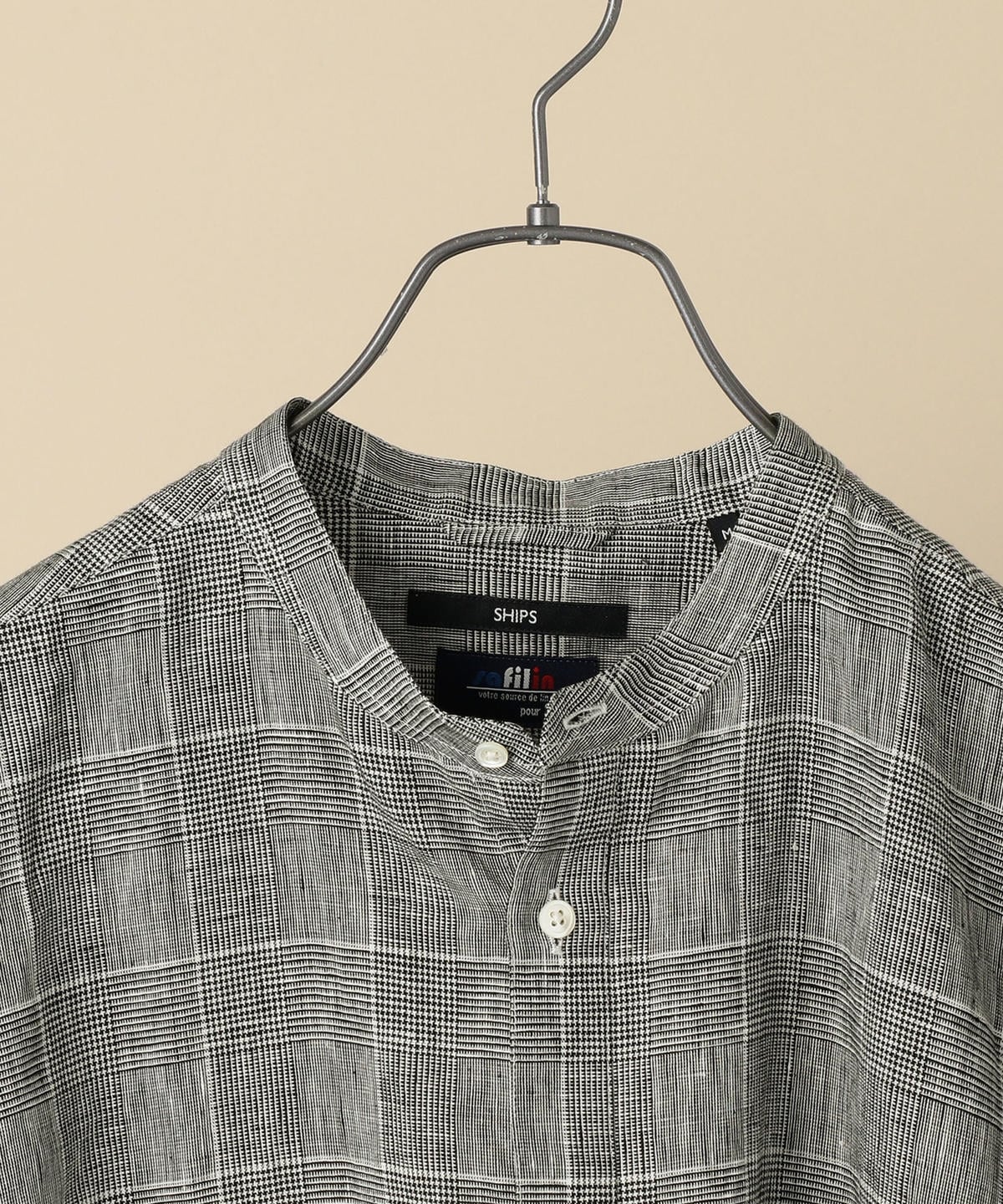 SHIPS: SAFILIN リネン バンドカラー シャツ