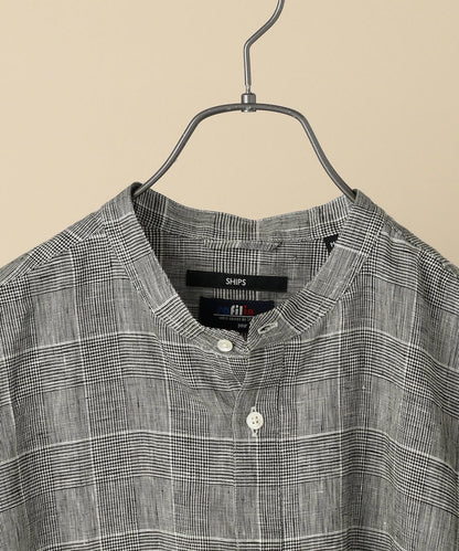 SHIPS: SAFILIN リネン バンドカラー シャツ