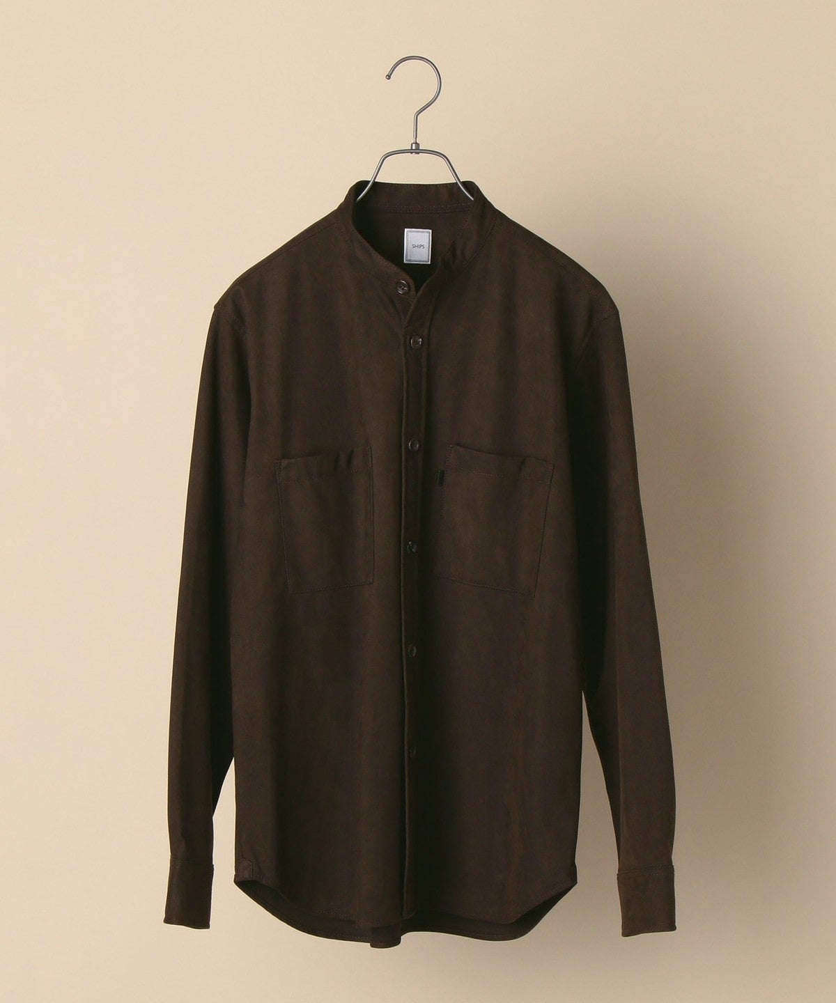 SHIPS: フェイクスエード スタンドカラー シャツ