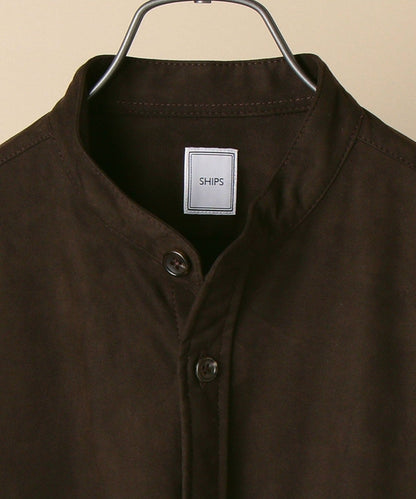 SHIPS: フェイクスエード スタンドカラー シャツ