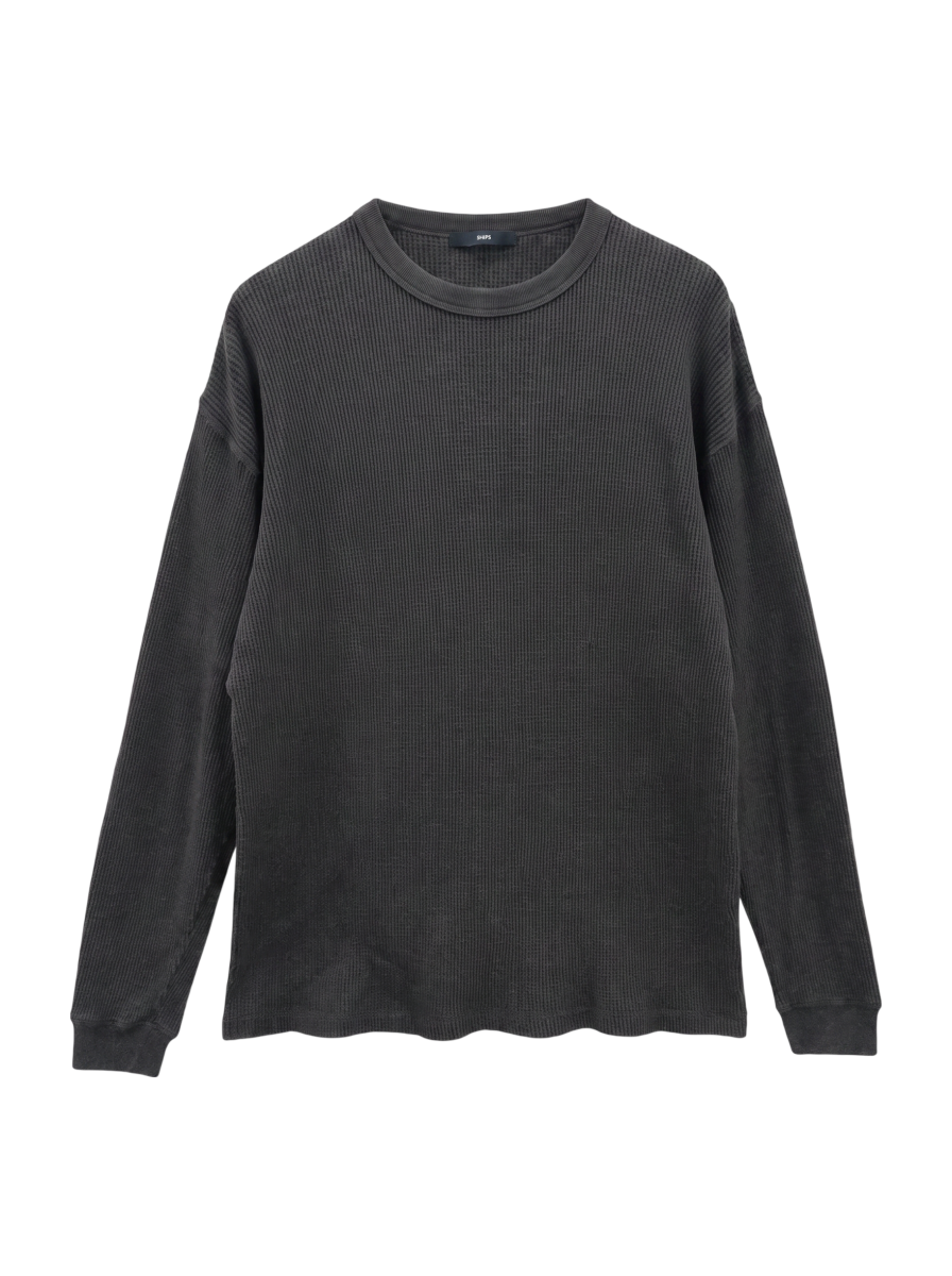 SHIPS: ベーシック ワッフル 長袖 Tシャツ