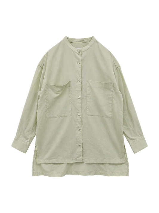 【WEB限定】SHIPS any: 〈洗濯機可能〉リネン ミックス スタンドカラー ポケット シャツ 25SS