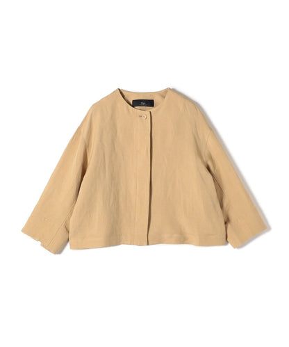 SHIPS Primary Navy Label:麻 レーヨン ノーカラー 羽織
