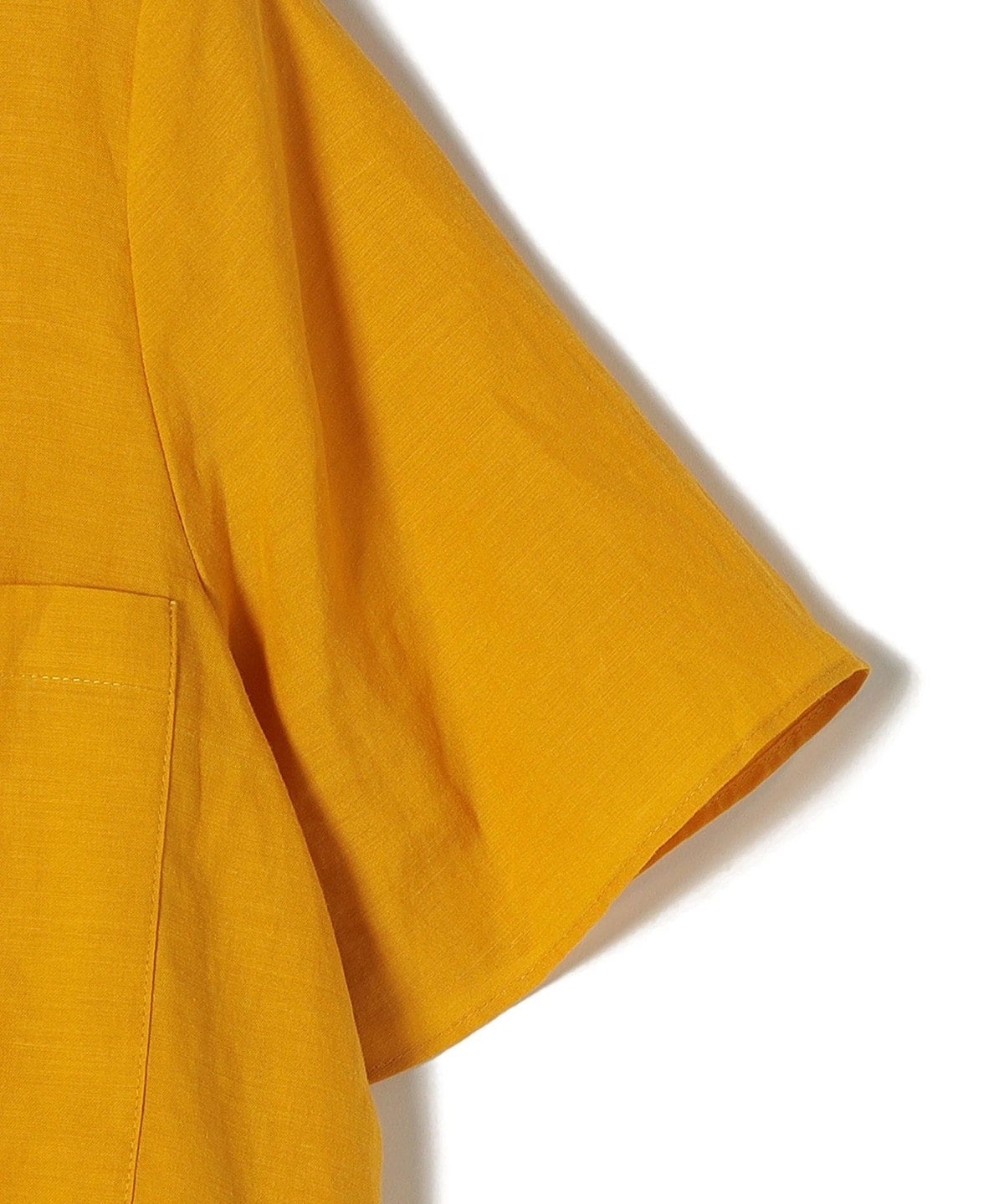 〈手洗い可能〉麻混 バンドカラー 半袖 ブラウス