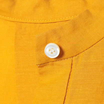 〈手洗い可能〉麻混 バンドカラー 半袖 ブラウス