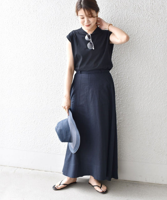 【WEB限定】〈手洗い可能〉リネンレーヨンベイカースカート