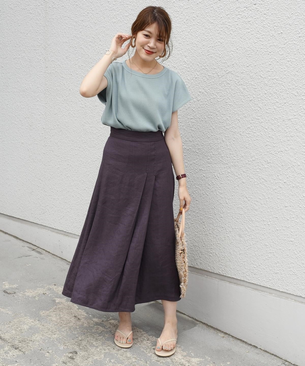 〈手洗い可能〉ステッチデザインフレアスカート
