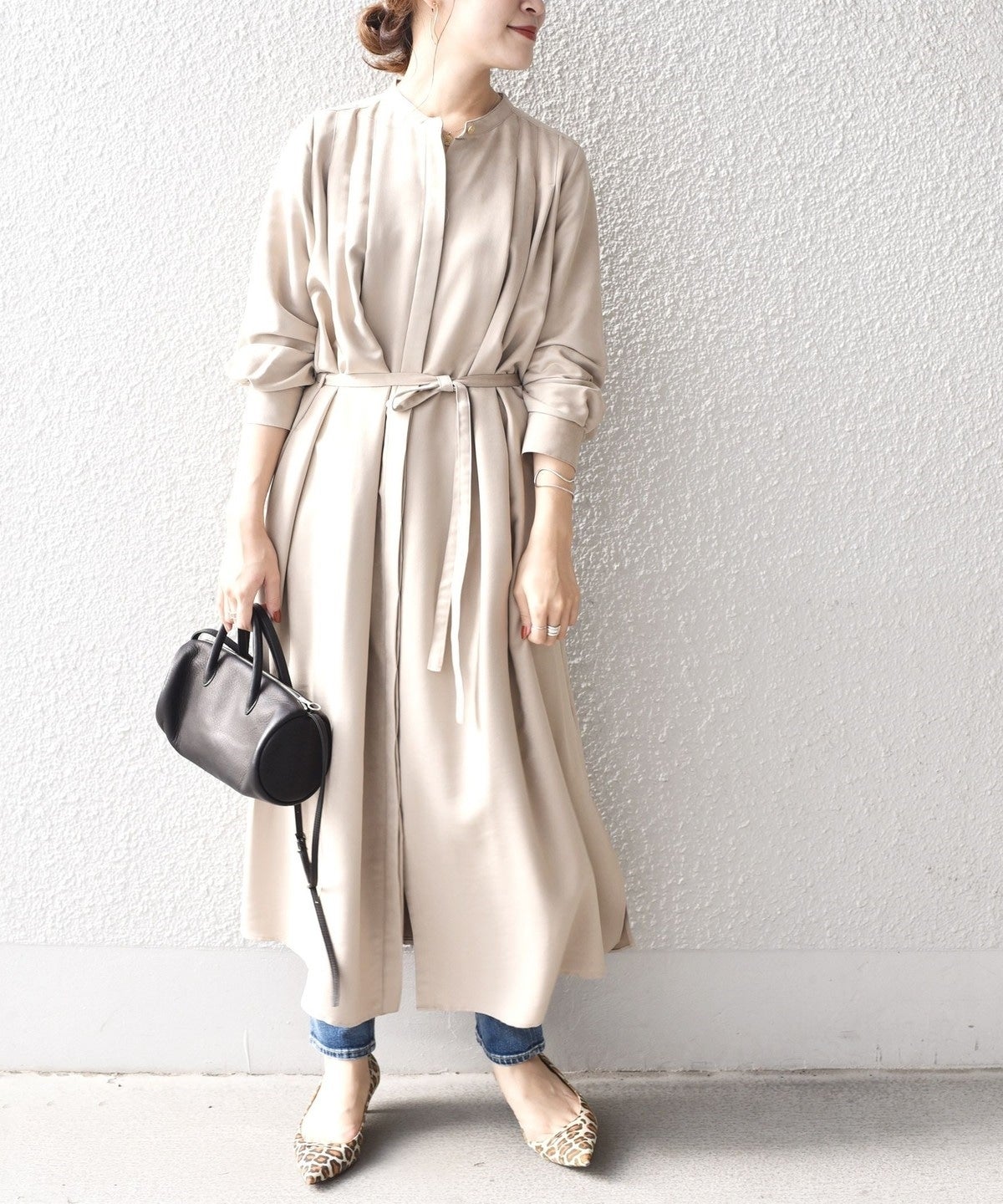 〈手洗い可能〉フェイクスエード羽織りワンピース