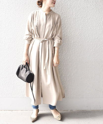 〈手洗い可能〉フェイクスエード羽織りワンピース