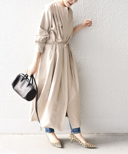 〈手洗い可能〉フェイクスエード羽織りワンピース