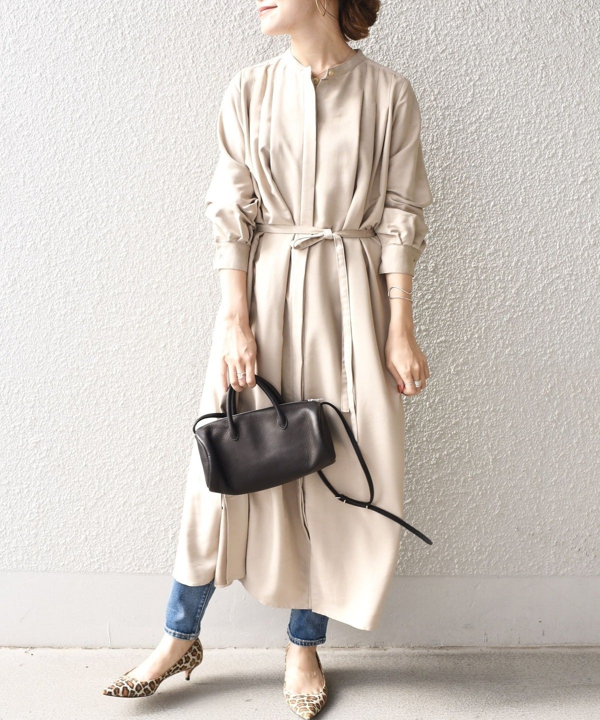 〈手洗い可能〉フェイクスエード羽織りワンピース