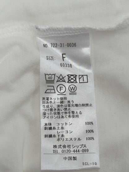 SHIPS any:〈ウォッシャブル〉ネック エンブロイダリー TEE
