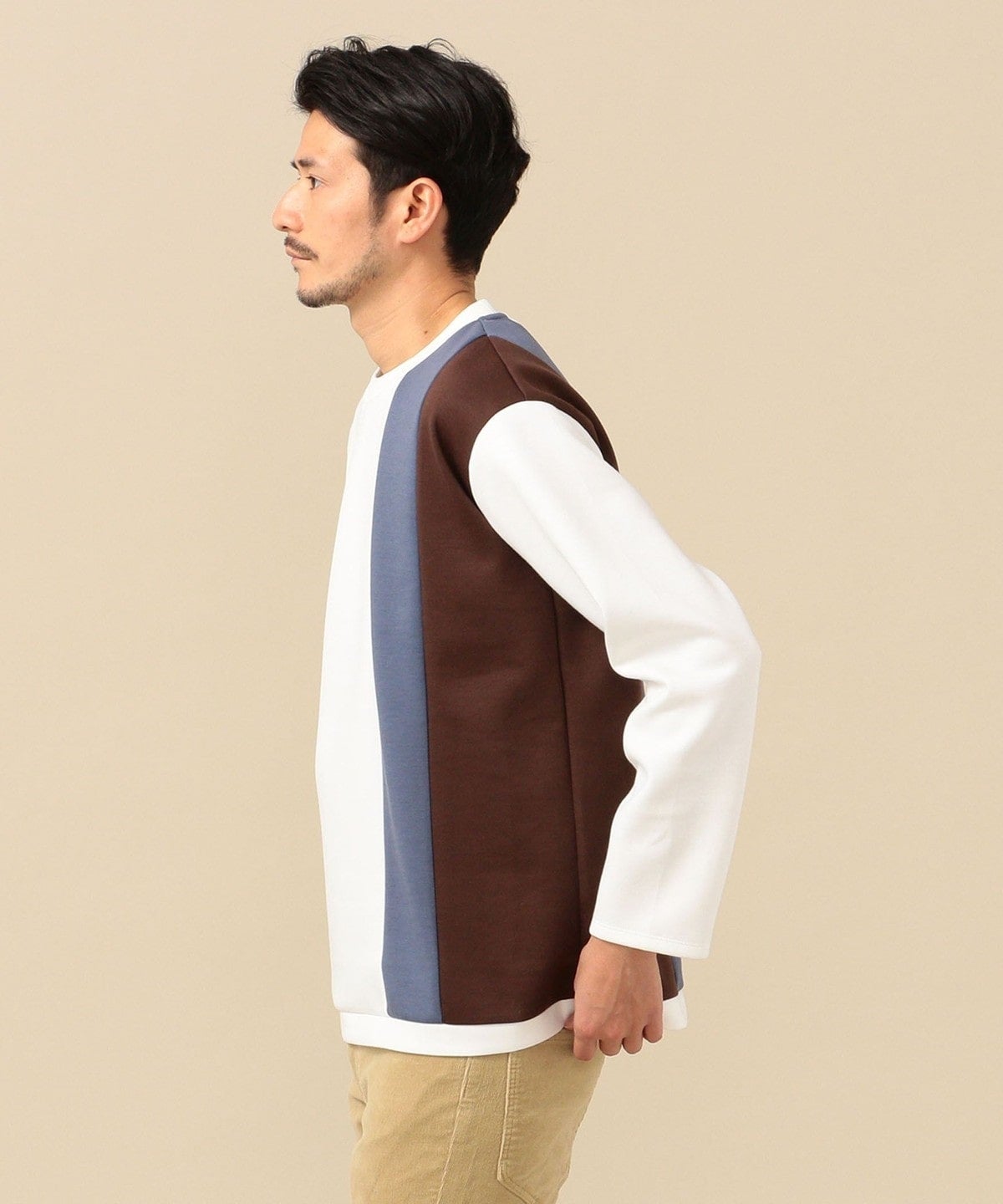 SHIPS: japan quality パネル アシンメトリー ポンチ ロングスリーブ カットソー (ロンT)