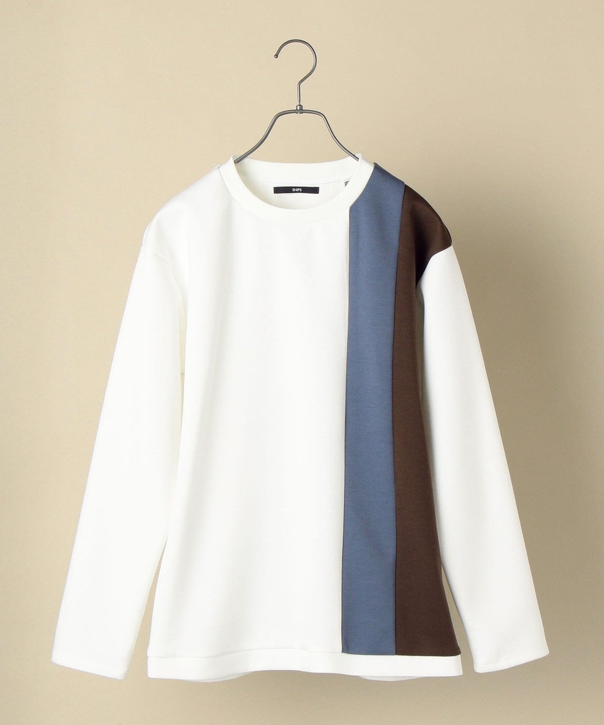 SHIPS: japan quality パネル アシンメトリー ポンチ ロングスリーブ カットソー (ロンT)