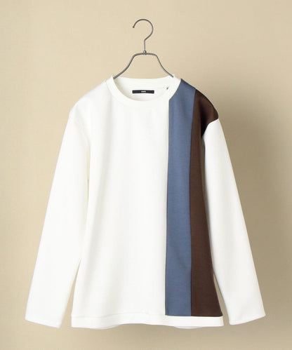 SHIPS: japan quality パネル アシンメトリー ポンチ ロングスリーブ カットソー (ロンT)