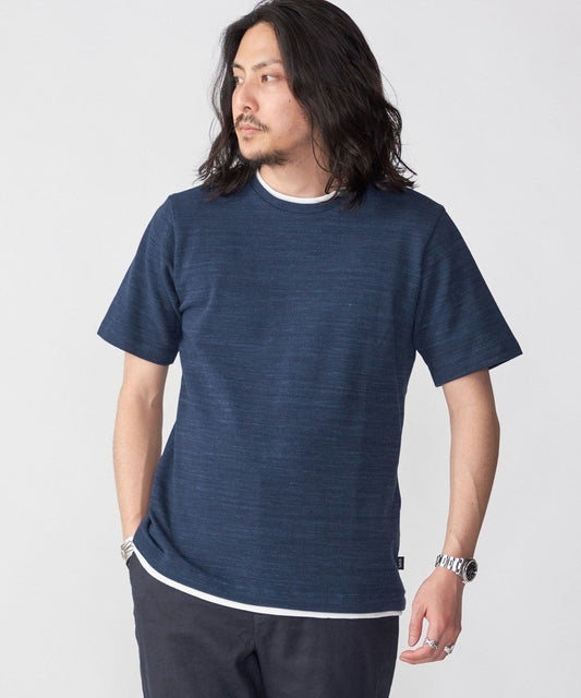 SHIPS: フェイクレイヤード ピケ クルーネック Tシャツ