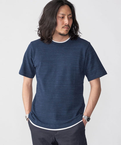 SHIPS: フェイクレイヤード ピケ クルーネック Tシャツ