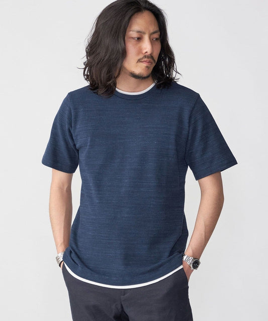 SHIPS: フェイクレイヤード ピケ クルーネック Tシャツ