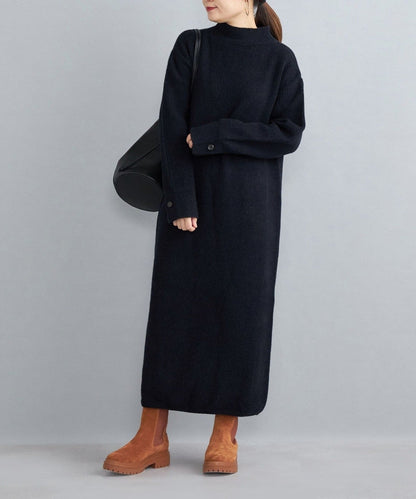 〈手洗い可能〉7Gウールカシミヤ片畦ワンピース