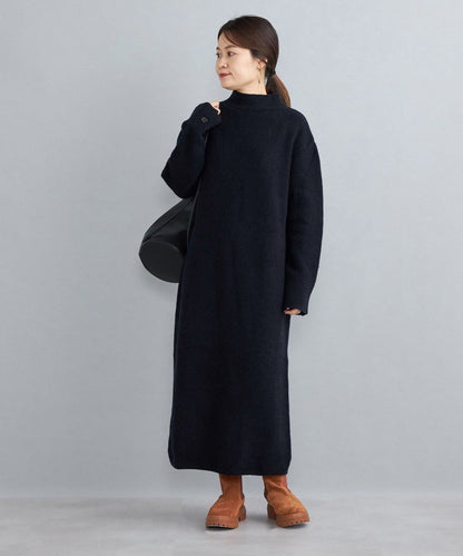 〈手洗い可能〉7Gウールカシミヤ片畦ワンピース