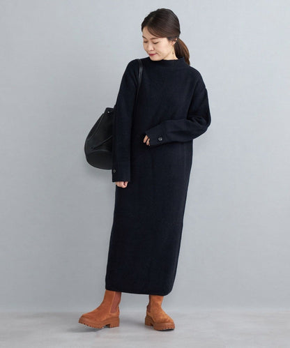 〈手洗い可能〉7Gウールカシミヤ片畦ワンピース