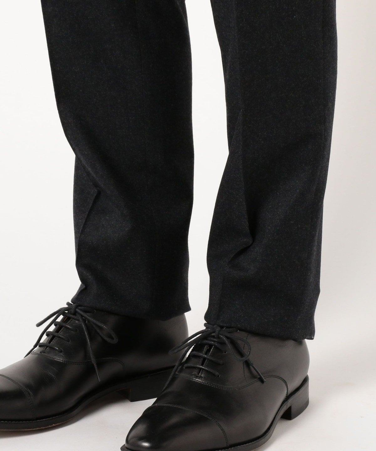 SD: 【CANONICO】ライト サキソニー ソリッドノープリーツ パンツ(ダークグレー)