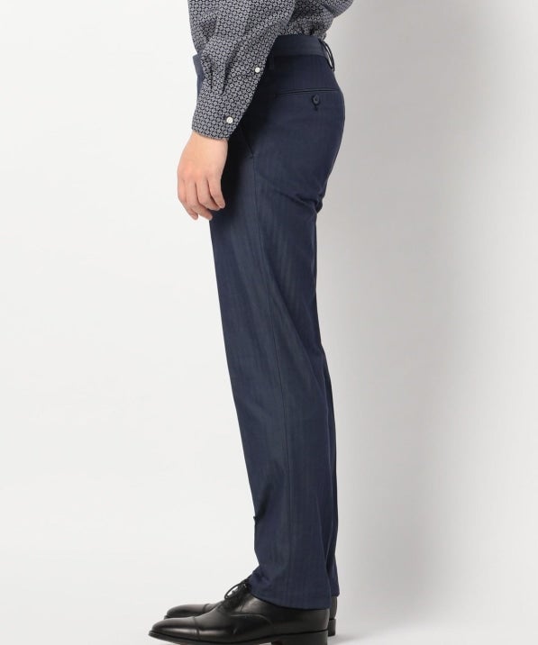 SD: 【ストレッチ】 コットン ヘリンボーン ドレスチノパンツ (ネイビー)